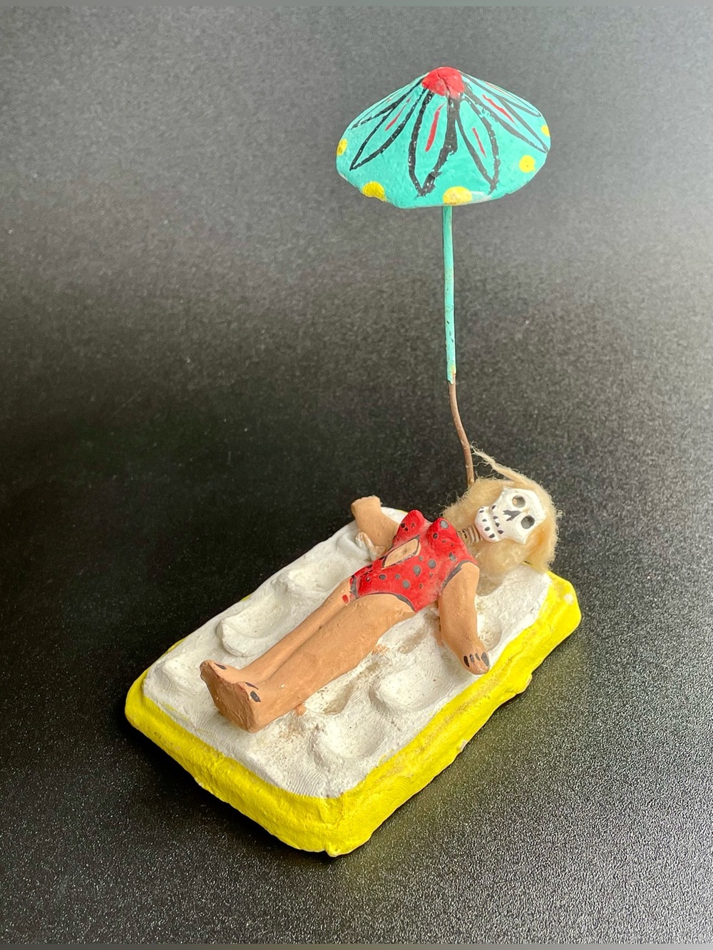 Vintage Mexican Day of the Dead Sunbather Beach Figure